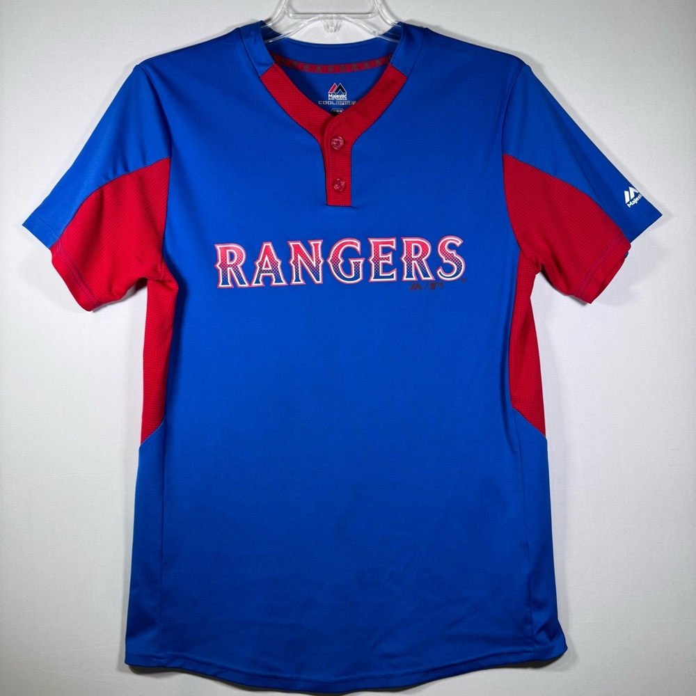 MLB Texas Rangers Majestic Jersey Size Medium Mens Joey #29 Cool Base Blue